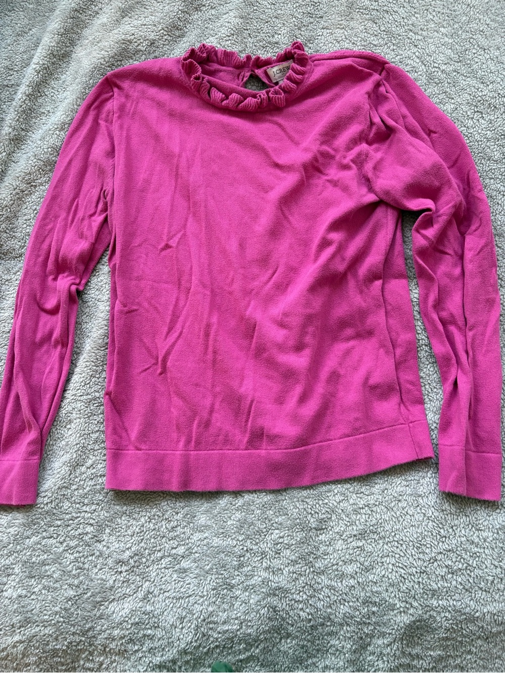 J. Crew Ruffle Neck Sweater Top - Fuchsia Pink